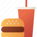 burger, and, soda, soft, drink, fast, food