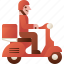 delivery, shipping, motorcycle, man, riding