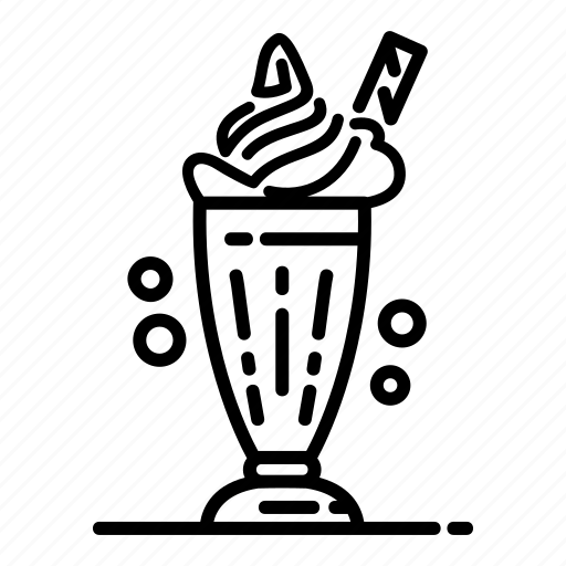milkshake outline icon, refreshing beverage glass symbol, plastic