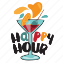 bar, café, cocktail, drink, happy hour, restaurant, sticker