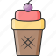 cake, cherry, cup 