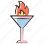 flaming, drink, glass, wine 