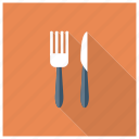 cook, cutlery, food, fork, kitchen, knife, restaurant