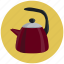 cafe, kitchen, pot, tea kettle, teapot, drink, red 