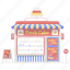 bake shop, bakery, biscuit stall, cookies bakery, food cart, pastry shop, sweets shop 