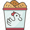 chicken, fried, bucket, food, snack