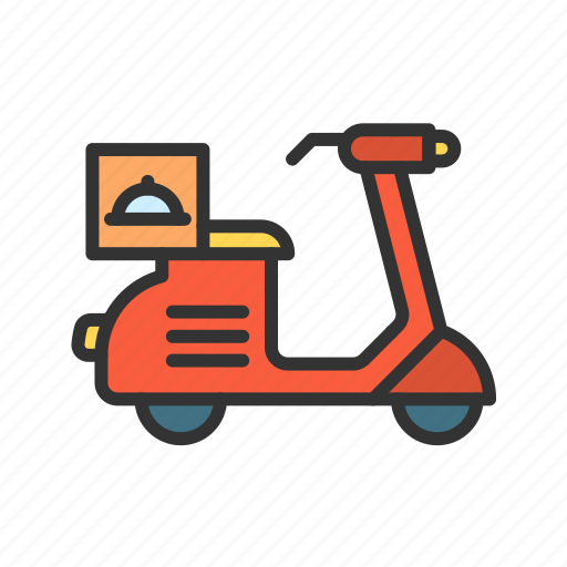 Food delivery, motorcycle, pizza, motorbike, vehicle, transport, box icon - Download on Iconfinder