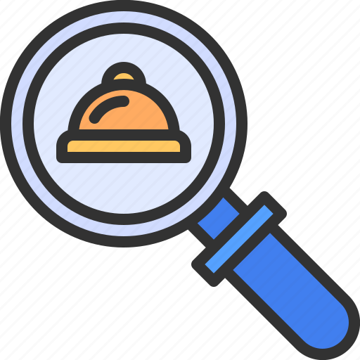 Delivery, food, magnifier, restaurant, search icon - Download on Iconfinder