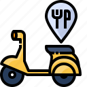 food, delivery, scooter, motorcycle, box, parcel, transportation