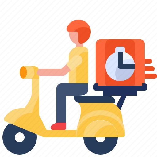 Food, delivery, scooter, motorcycle, man, box, parcel icon - Download on Iconfinder