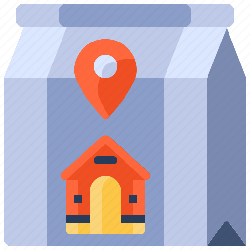 Home, bag, location, gps, fast food, take away, food delivery icon - Download on Iconfinder