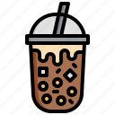 food, delivery, filloutline, bubble, tea, drink, milk, ice, take
