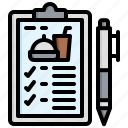 food, delivery, filloutline, checklist, order, notepad, restaurant, pen