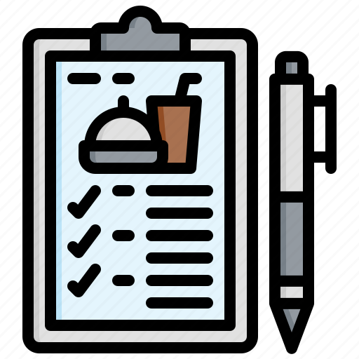 Food, delivery, filloutline, checklist, order, notepad, restaurant icon - Download on Iconfinder