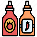 food, delivery, filloutline, condiments, ketchup, chilli, fast, bottle