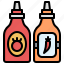 food, delivery, filloutline, condiments, ketchup, chilli, fast, bottle 