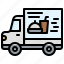 food, delivery, filloutline, truck, shipping, transportation, vehicle 