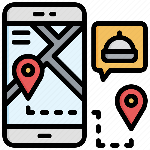 Food, delivery, filloutline, order, tracking, maps, location icon - Download on Iconfinder