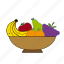 apple, apricot, banana, fruit basket, fruits, grapes, pear 