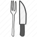 cutlery, dinner, fork, kitchen, knife, restaurant, table