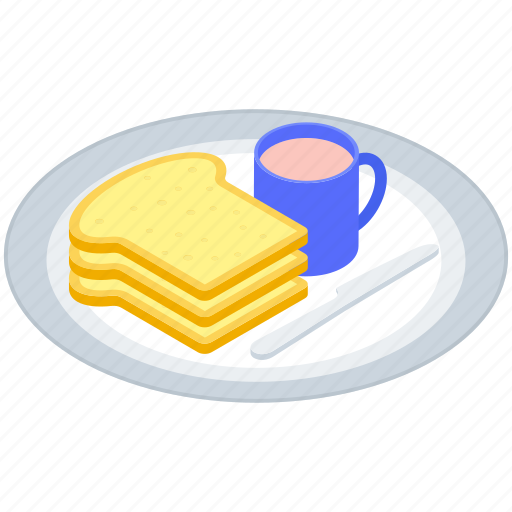 Bread slice, breakfast, food, meal, tea cup icon - Download on Iconfinder