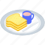 bread slice, breakfast, food, meal, tea cup 