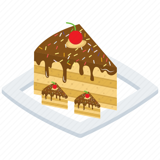 Cake slice platter, chocolate cake slice, chocolate layered cake, dessert, food, sweet icon - Download on Iconfinder