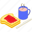 bread slice, breakfast, food, meal, tea cup 