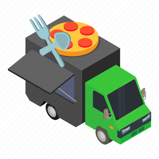 Business, car, delivery, isometric, pizza, truck icon - Download on Iconfinder