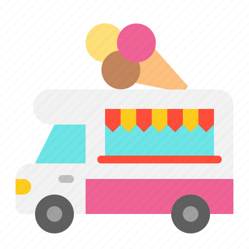 Cone, food, ice cream, truck, vehicle icon - Download on Iconfinder