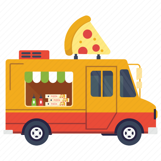 Fast food van, pizza delivery van, pizza food truck, pizza slice, pizza van icon - Download on Iconfinder