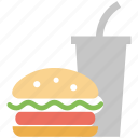 burger, burger and coke, fast food, food, meal