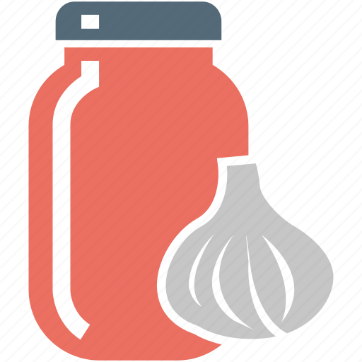 Garlic, garlic sauce, jar, sauce, bottle, food icon - Download on Iconfinder