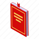book, business, cartoon, foreign, isometric, language, red