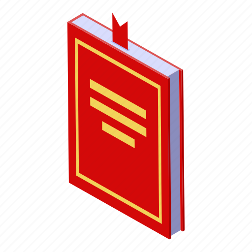 Book, business, cartoon, foreign, isometric, language, red icon - Download on Iconfinder