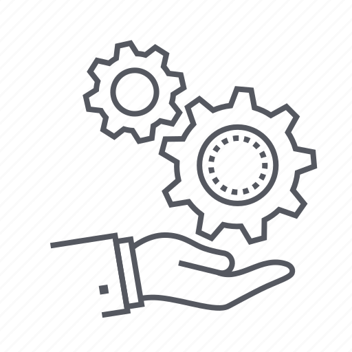 Cogs, gears, hand, solution icon - Download on Iconfinder