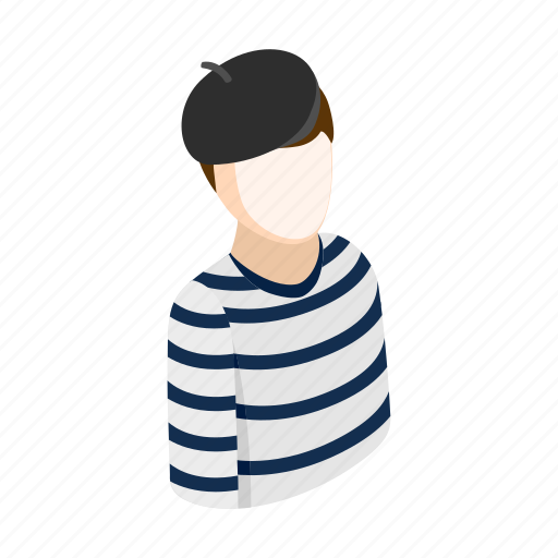 Comedian, hat, isometric, male, man, mime, pose icon - Download on Iconfinder