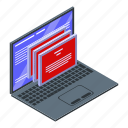 business, cartoon, computer, fraud, isometric, laptop, logo
