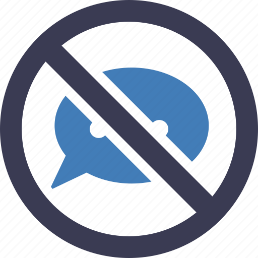 Prohibited, blocked message, no comment, silence, speaking forbidden, stop chat, talking prohibited icon - Download on Iconfinder