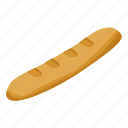 baguette, cartoon, food, french, isometric, logo, silhouette