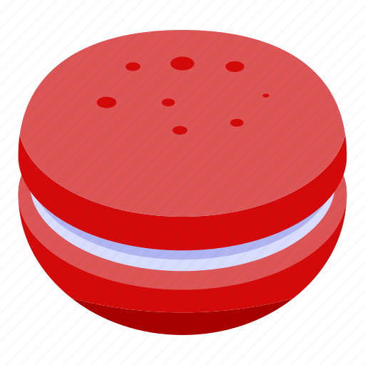 Cartoon, food, french, isometric, macaron, red, rose icon - Download on Iconfinder