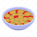 cartoon, fish, food, french, isometric, soup, vegetables