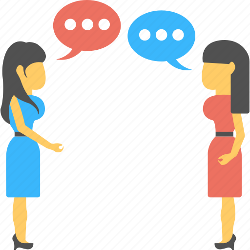 Conversation, dialog, social connection, speech bubble, talking girls icon - Download on Iconfinder