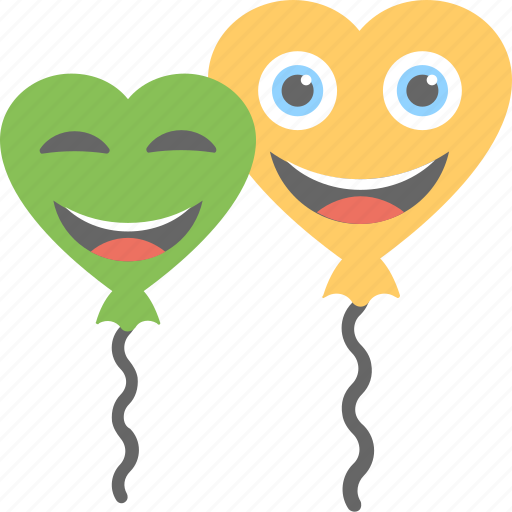 Celebrations, decoration, heart balloons, party, smiling balloons icon - Download on Iconfinder