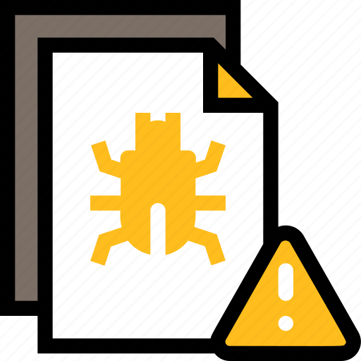 Virus, protection, computer system, file bug, document, warning, alert icon - Download on Iconfinder