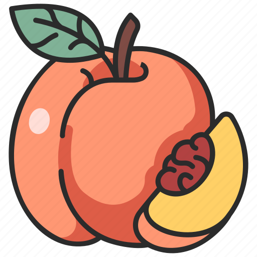 Peach, fruit, juicy, leaf, vegan icon - Download on Iconfinder