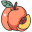 peach, fruit, juicy, leaf, vegan 