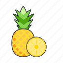 pineapple, slice, tropical, exotic, fruit, food
