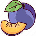 half, plum, fruit
