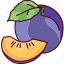 half, plum, fruit 